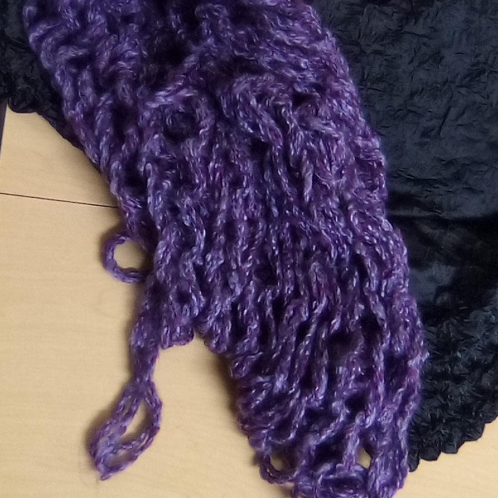 Hand Knitted Purple Beanie and Infinity Shawl - Picture 11 of 12